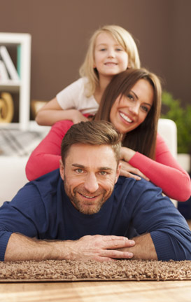 happy family on floor