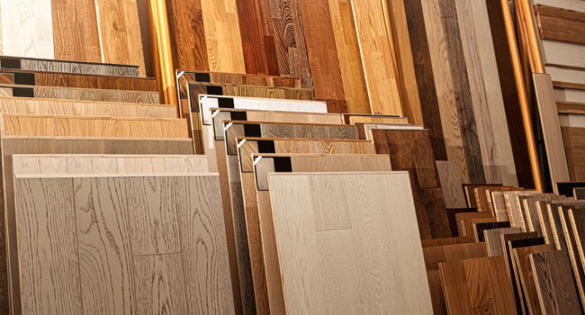 Hardwood Flooring Samples in Carpet Store Calgary