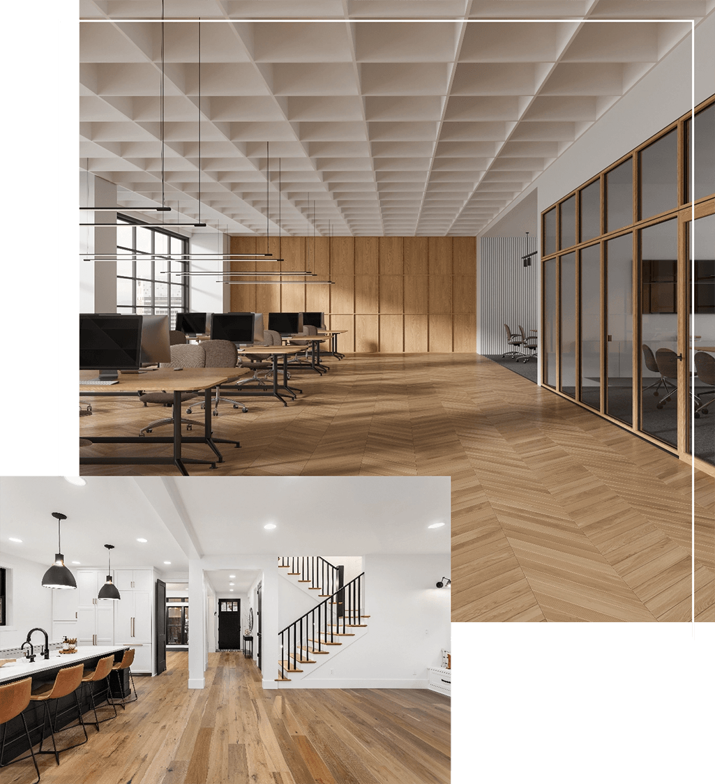 Hardwood flooring in office