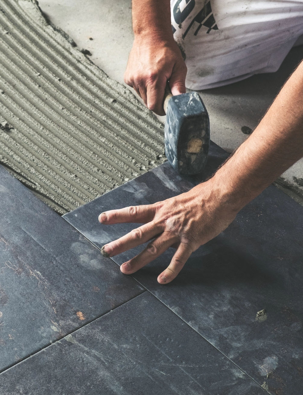 Installing flooring tiles stones