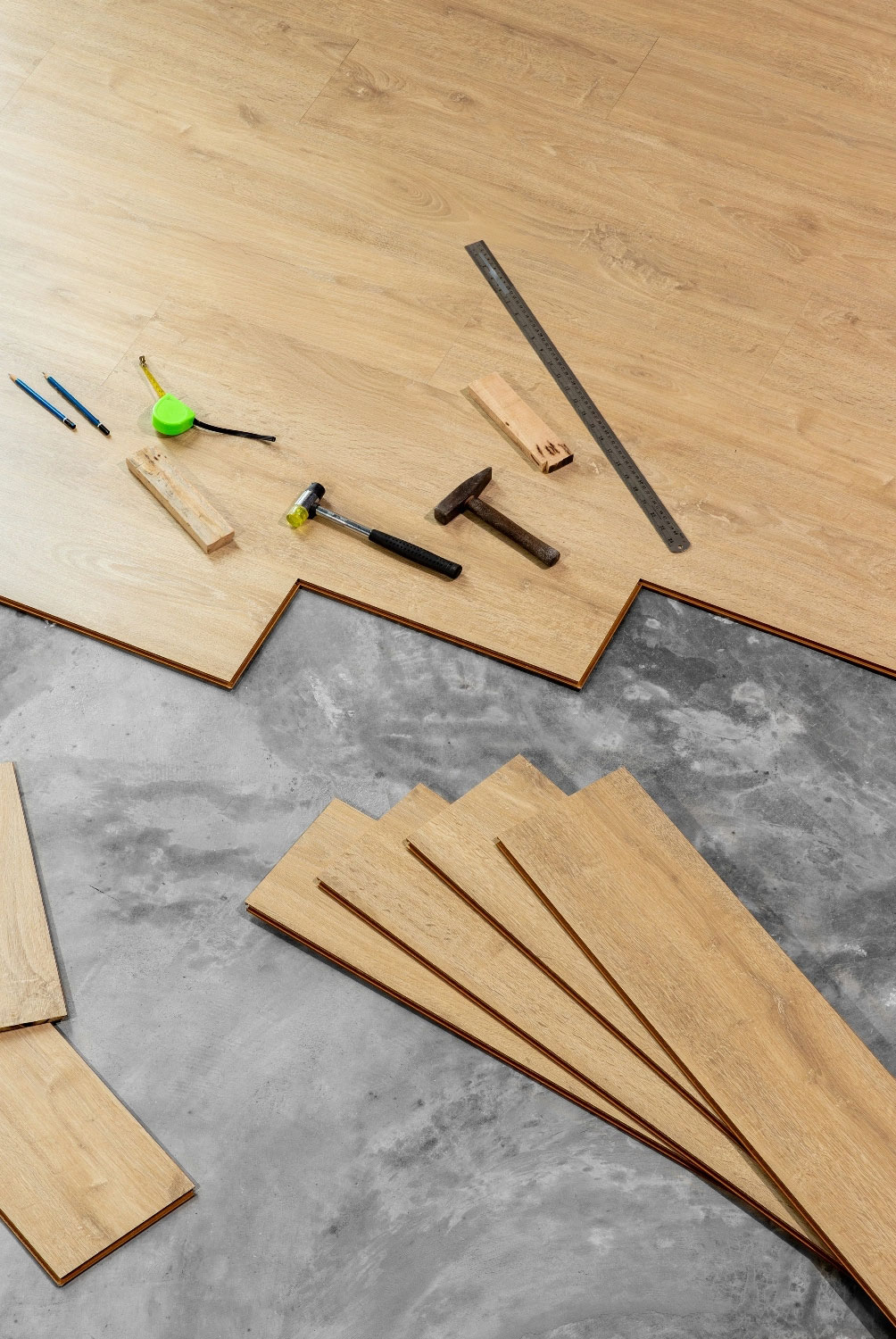 Wood floor installation i progress